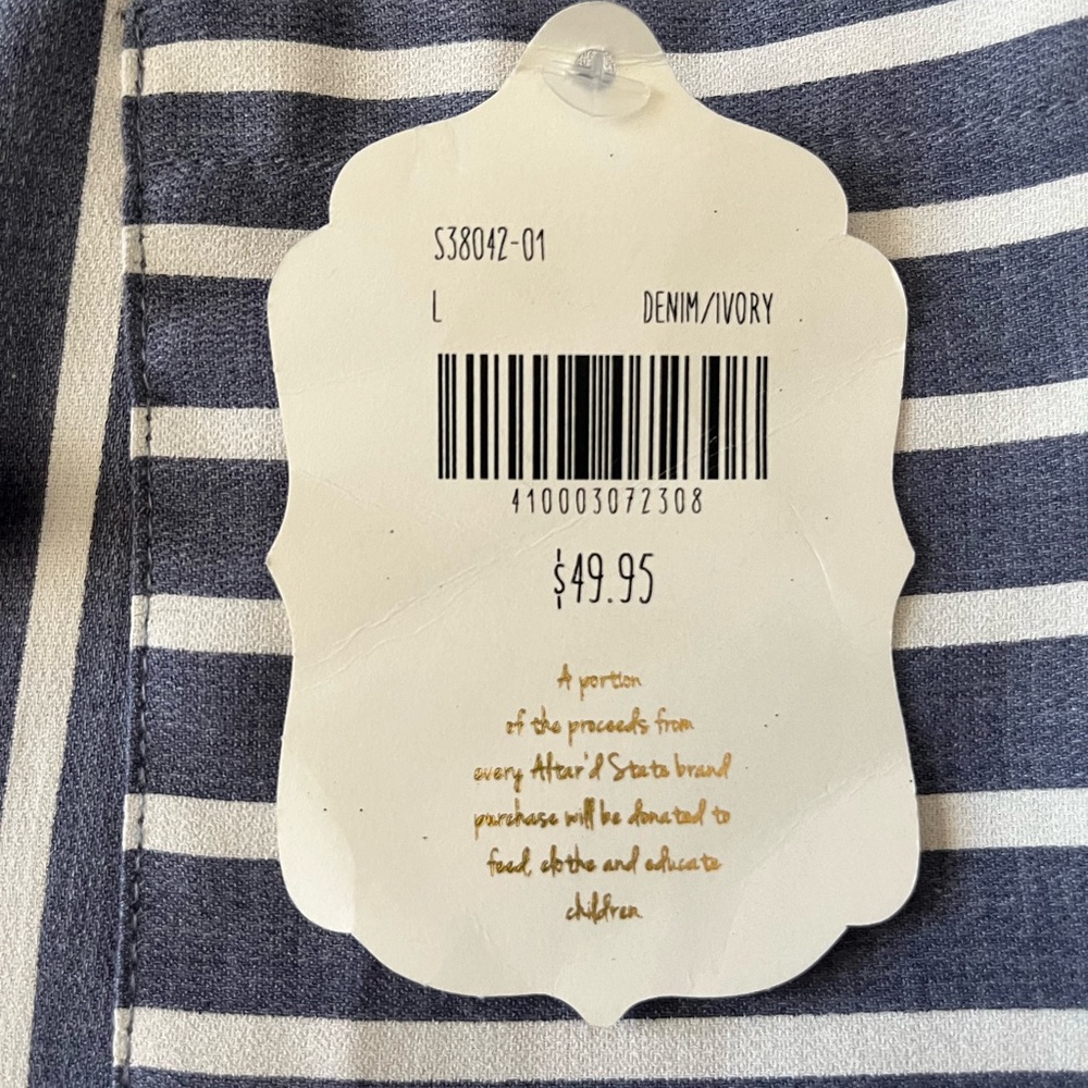 NWT- Altar’d State Denim and Ivory Striped Skirt in Size Large - Picture 8 of 8